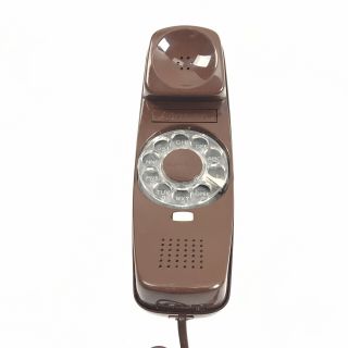 Rotary Wall Phone Corded Brown Western Electric Bell System Vintage 70s 3