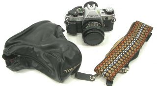 Canon Ae - 1 35mm Film Camera W/ 50mm 1:1.  8 Lens W/case And Shoulder Strap