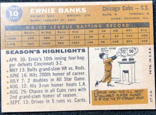 1960 Topps Ernie Banks Chicago Cubs 10 Baseball Card 2