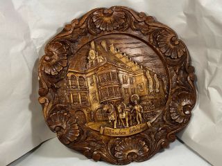 Munchen Hofbrauhaus Vintage Carved Wood Style Wall Decor Plaque Breweriana
