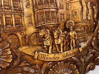 Munchen Hofbrauhaus Vintage Carved Wood Style Wall Decor Plaque Breweriana 2