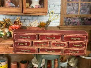 Vintage Miniature Dollhouse Artisan Primitive Distressed Wood Tool Storage Box