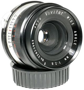 Vintage Auto Vivitar 35mm F/2.  8 Nikon Mount Non - Ai Mf Wide Angle Lens W Caps