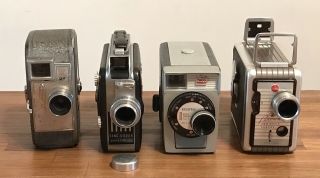 4 Vintage Cine Kodak & Keystone 8mm Movie Cameras - Work