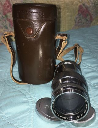 Canon Rangefinder Lens 135mm F/3.  5 Ltm Leica Mount,  Case Caps