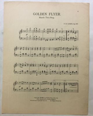 1910 VINTAGE AVIATION sheet music GOLDEN FLYER dedic.  GLENN H.  CURTISS aviator 2