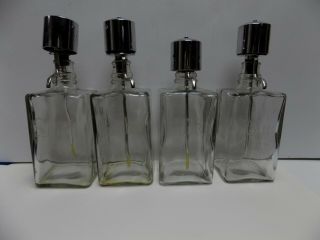 Vintage Set Of 4 (four) Labeled Glass Alcoholic Beverage Dispensers