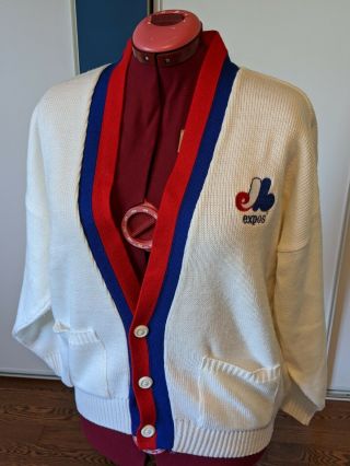 Vintage Montreal Expos Embroidered Cardigan 1980 