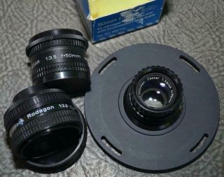 3 Enlarger Lenses: Rodagon 2.  8/50 – Cassar 1:3.  5/4.  5 75mm – El - Omgar 3.  5/50 •