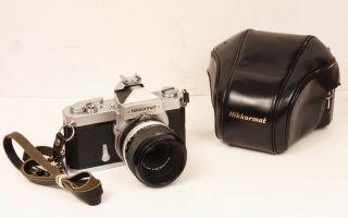 Nikon Nikkormat Ft 35mm Slr Film Camera With 55mm F:3.  5 Micro Lens,  Strap & Case