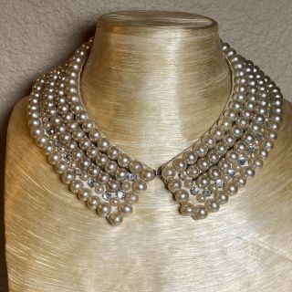 Vtg Estate Pearl Necklace Collar Art Deco Silk “top Hit” Fashion Baar Beards Inc