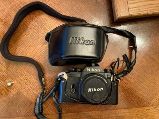 Vintage Nikon Em 35mm Camera With Lens And Leather Case - Great