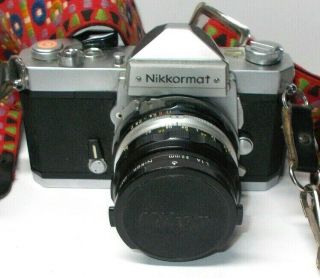 Vintage Nikon Nikkormat Ft Slr Film Camera W/nikkor - H.  C Auto 1:2 50 Mm Lens