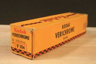 Kodak V 104 Roll Film.  5x4 " Verichrome 6 Ex Film,  Exp Date Feb.  1949 Opened.
