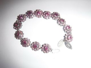 Signed Liz Palacious S.  F.  Vintage Bracelet Sparkling Pink Swarovski Crystals
