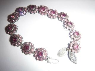 Signed Liz Palacious S.  F.  Vintage Bracelet Sparkling Pink Swarovski Crystals 2