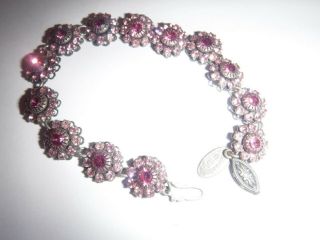 Signed Liz Palacious S.  F.  Vintage Bracelet Sparkling Pink Swarovski Crystals 3