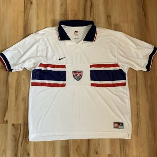 Vintage Nike Team Usa Soccer Jersey Size Xl Dri - Fit 1996 Home Futbol Shirt