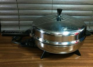 Farberware Vintage Electric Skillet Frying Pan 310 - A 12” High Dome Lid Usa