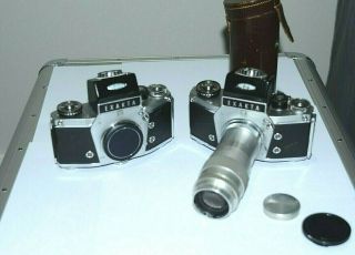 Exakta Vx1000 35mm Cameras With Steinheil 135mm Culminar 4.  5 Lens