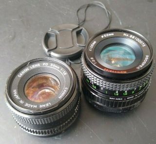 Canon Lens Fd 50 Mm 1:1.  8 & Prospec 52 Mm 1:2.  8 Only