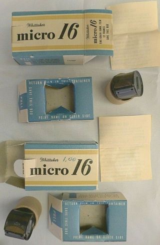 2 Boxes Whittaker Micro 16 Camera Film From March 1948 Nos