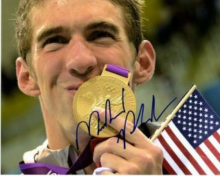 Michael Phelps Signed 8 X 10 Color Photo - Olympics - Team Usa - Swimming - Gold