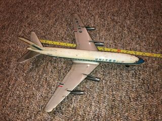Vintage Tin Friction United Airlines Jet Plane Tomiyama