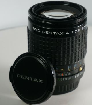 Pentax Camera Smc Pentax - A 135mm F/2.  8 Mf Lens K Mount W/ Caps 5009360 Japan