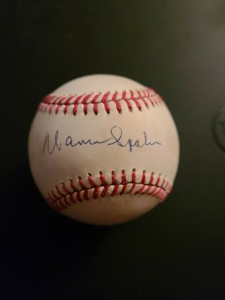Warren Spahn Signed Autographed Official National League Baseball Vintage