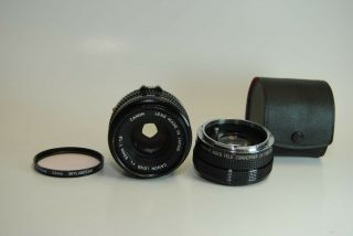 Canon 50mm F/1.  8 Fd Mount Lens {52} W/ Tele Converter 2x