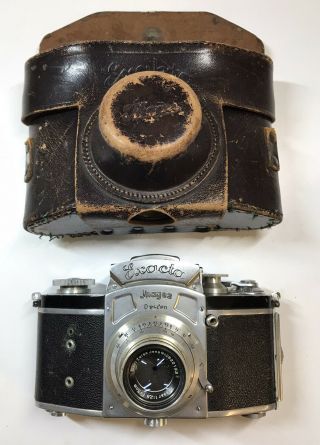 Vintage Ihagee Exakta Camera Body W Zeiss Tessar 2.  8 F=50mm Lens & Leather Case