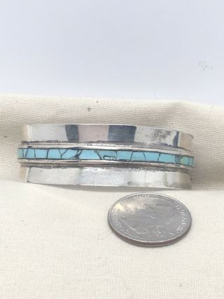 6.  5” Vintage Sterling Silver Turquoise Cuff Bracelst 26g B3