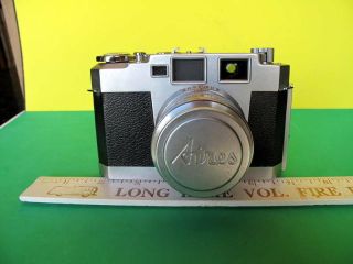 Vintage Aires 35 - III L Rangefinder Camera w/ H Coral Lens & Leather Case - 1956 3