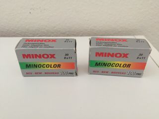Minox Minocolor 100 Film,  Expired,  2 Rolls,  30 Exposures Each.  Was Refrigerated