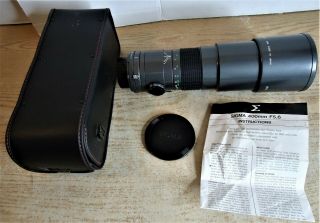 Sigma 400mm F5.  6 Ef Telephoto Multicoated Lens For Minolta W/case Caps
