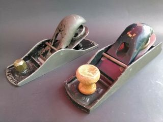 2 Vintage Block Wood Planes Stanley No.  120 & Double - Ended Block Plane Ws №a130