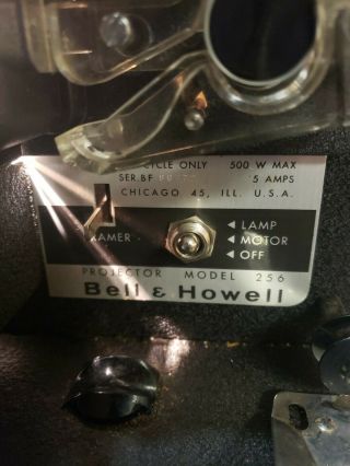 Vintage Bell & Howell Auto Load 8MM Film Movie Projector Model 256, 3