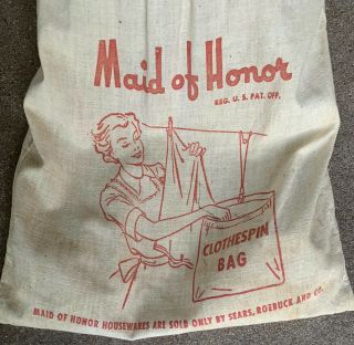 Vintage Sears And Roebuck Maid Of Honor Clothespin Bag Clothesline