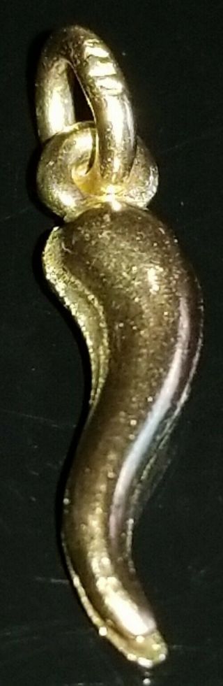 Vtg 14k Yellow Solid Gold Pepper Horn Charm Pendant