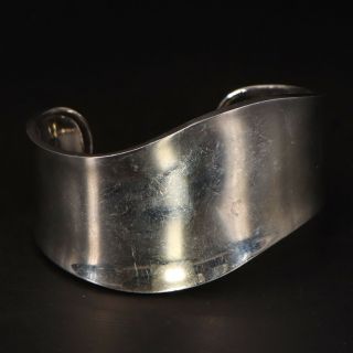 Vtg Sterling Silver - Mexico Modern Curved Solid 6.  75 " Cuff Bracelet - 24g