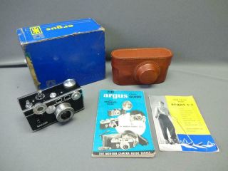 Argus C3 Rangefinder 35mm Film Camera Vintage With Case Manuals Box