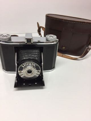 Vintage Voightlander Compact Folding Camera With Brown Leather Case 1950 