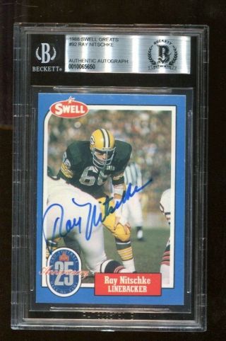 Ray Nitschke Signed 1988 Swell Hof Greats 92 Autographed Packers Beckett 5650