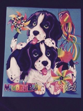 Vtg Lisa Frank 3 Ring Binder My Memory Book Note Puppy Puppies Dog Violet Velvet