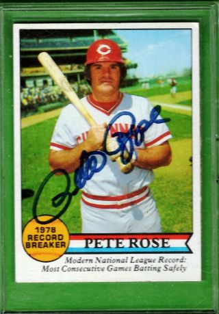 1979 Topps Baseball 204 Pete Rose Record Breaker Autograph Auto