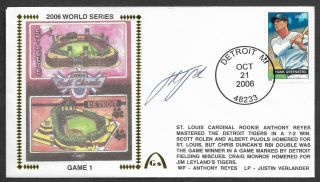 Justin Verlander Signed 2006 World Series Gateway Stamp Envelope Det Postmark