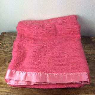 Vintage Pink Acrylic Blanket Satin Trim 72 X 90