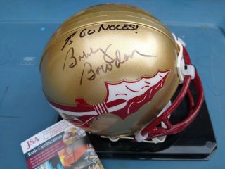 Bobby Bowden Signed Florida State Mini Helmet Inscribed “go Noles ” Jsa