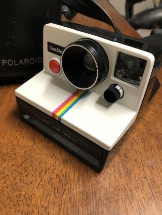 Vintage Polaroid Sx 70 One Step Land Camera With Rainbow Stripe,  Carrying Case